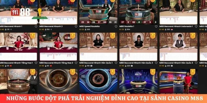 Những bước đột phá trải nghiệm đỉnh cao tại sảnh Casino M88