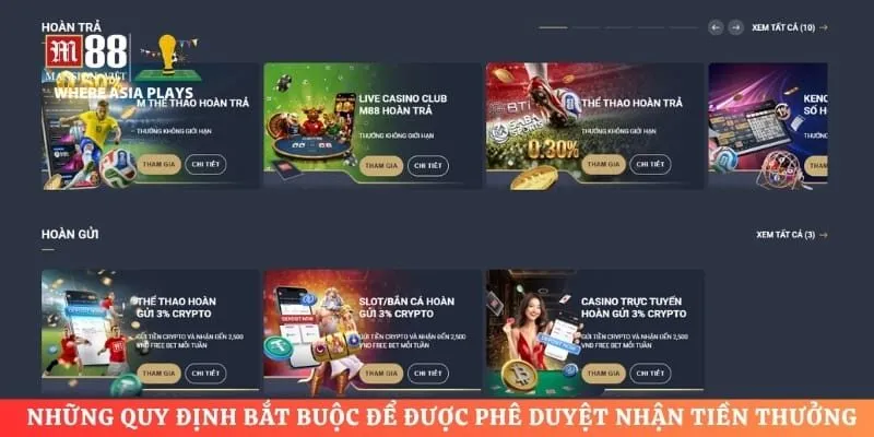 Những quy định bắt buộc để được phê duyệt nhận tiền thưởng